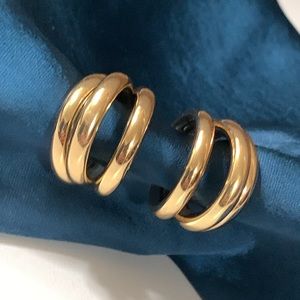 Triple Band Gold Hoop Earrings